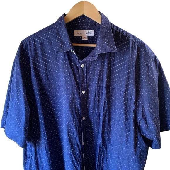 Men’s Old Navy Cotton Short-sleeve Button-down Shirt Navy Blue Size XXL - Picture 4 of 11